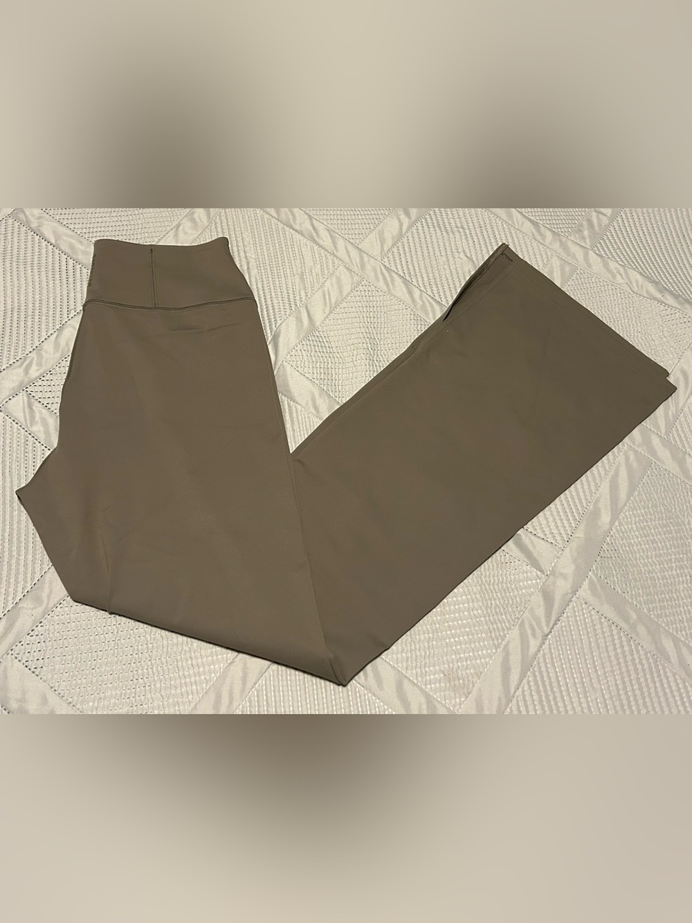 Spiritual Gangster Olympia Slit Hem Flare Yoga Pants Size L Large Shroom Taupe